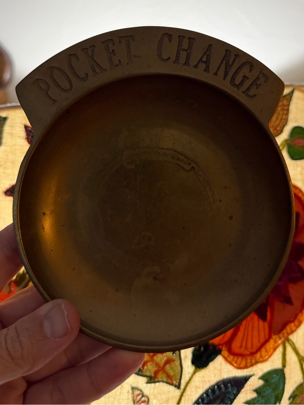 Vintage Brass Pocket Change Dish Holder